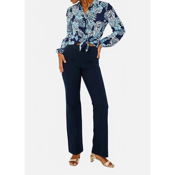 Lilly Pulitzer Merrin Bi-Stretch Boot Pull-On Pants Navy Size 4 - Picture 2 of 11